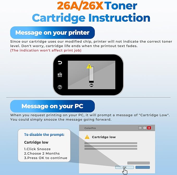 26A Black Toner Cartridge CF226A Compatible for HP 26A 26X Black Toner Cartridge Replacement HP26A Works with Laser Jet pro M402n M426fdw M402dn M402dw M402m Pro MFP M427dw M426dw M426fdn, 1 Pack