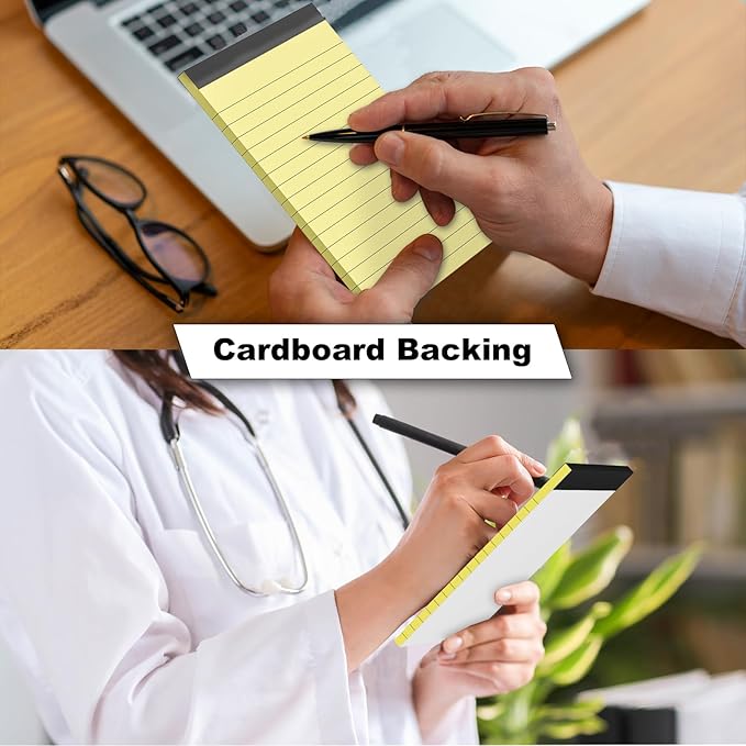 6 Pack Note Pads 4 x 6 Inch Small Notepad College Ruled Writing Pads, Yellow Lined Mini Note Pad for Work or School, 30 Sheets/Pad, Perforated Recycled Note Paper for Note-Taking, Grocery List