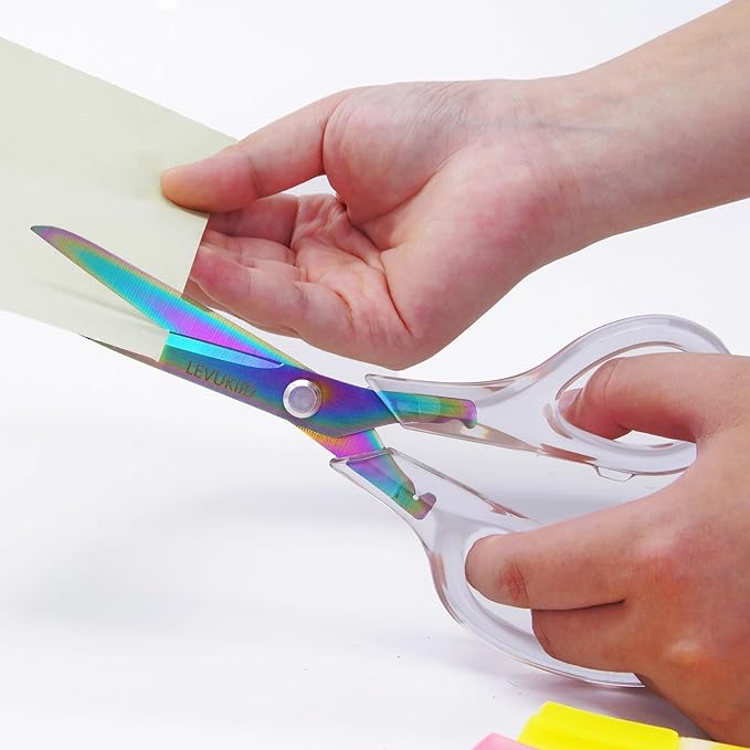 9 Inch All Purpose Scissors for Adults - Ins Style Clear Handle, 2Cr13 Stainless Steel Sharp Blade - Ideal for Fabric Crafts, Tailor's Shears - All-Purpose Fabric Scissors, Crafting & Office