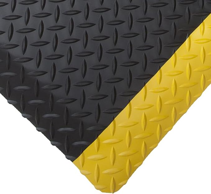 Rhino Mats, American Classic Diamond Anti-Fatigue Mats, Industrial Ergonomic Comfort Standing Mat for Work, Home, Garage, Office, Kitchen or Anywhere (Black/Yellow 9/16" Thick, 3 FT. x 22 FT.)