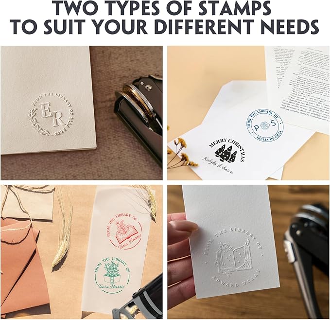 HDSD Custom Book Embosser,Personalized Your Name & Design,for Envelopes,Wedding Invitation,Christmas Book Embosser and More,Craft Your Own Elegant Book Stamps for Bibliophiles & Gift Giving