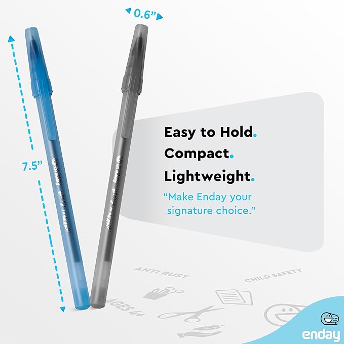 Enday Ballpoint Pens Bulk Blue and Black Pens (400 Pack) 200 Black & 200 Blue - Medium Point (1.0mm) Flexible Round Barrel For Writing Comfort, Pens Bulk for School, Home and Office.
