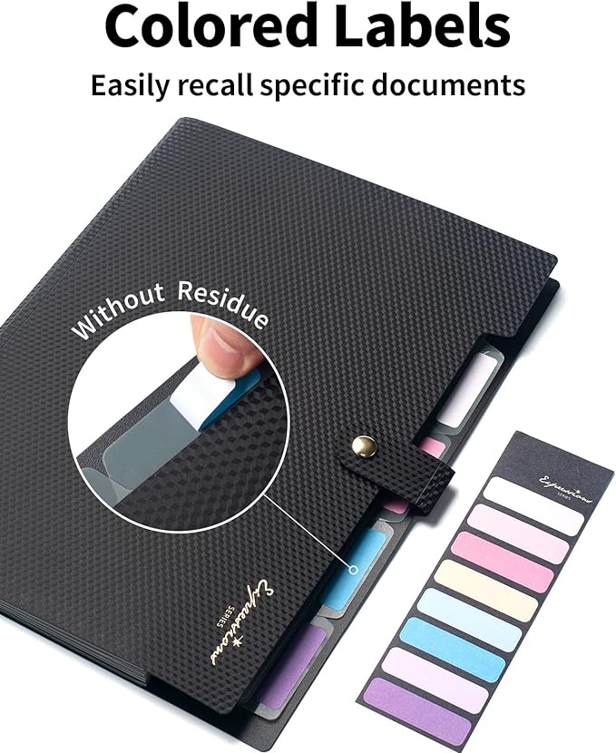 Sooez Expanding File Folder, Letter Size Accordion File Organizer, 5 Pocket Folders for Documents, Portable Filling Products for School Office Supplies, Black