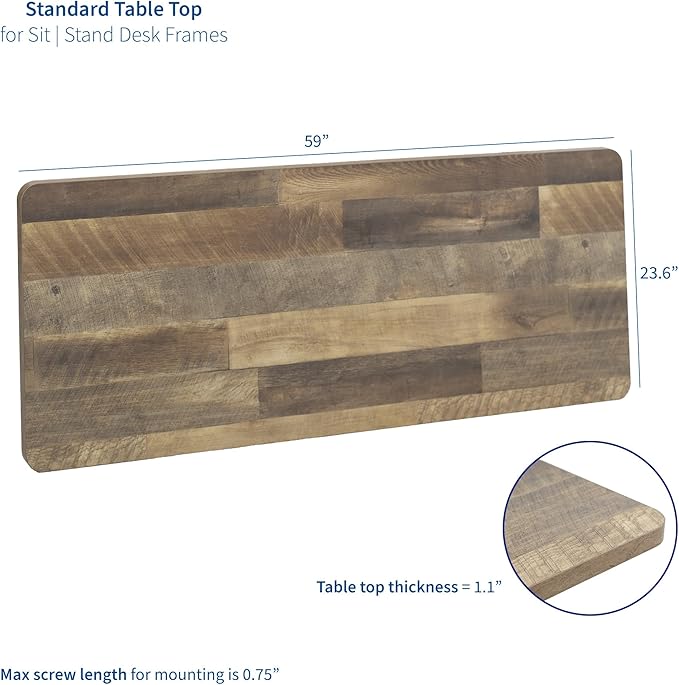 VIVO Reclaimed Wood 60 x 24 inch Universal Solid One-Piece Table Top for Standard and Sit to Stand Height Adjustable Home and Office Desk Frames, DESK-TOP60P