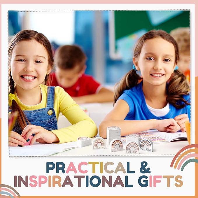 80 Sets Back to School Gifts for Students Rainbow Erasers Bulk with Greeting Cards 3D Novelty Desk Erasers for Kids Birthday Party Favors Classroom Rewards