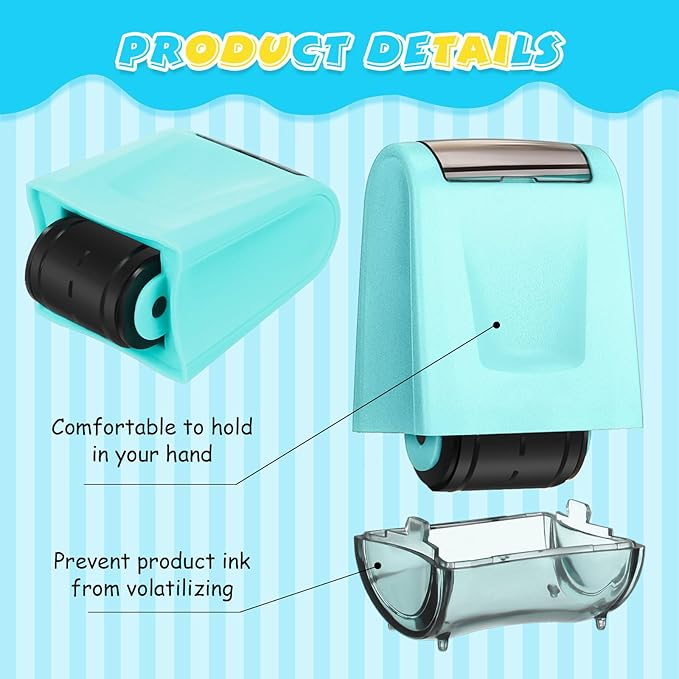 Sherr 2 Handwriting Line Stamp Roller Dashed Handwriting Lines Practice Roller Stamp for Kids, Teachers Kindergarten Education Classroom back to school Need(2.72 x 2.44 x 1.54 Inch,Light Blue, Yellow)