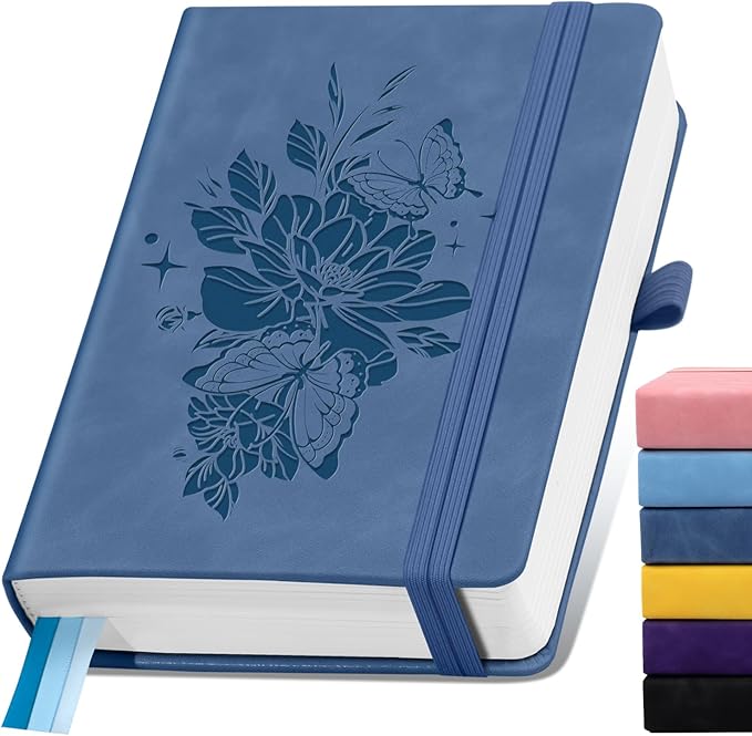 Lined Journal Notebook 365 Pages, A5 Leather Journals for Writing Women & Men, Hardcover Notebook with 100GSM Thick Paper, Daily Journal Notebook for Travel, Work, School, Note Taking, College Ruled