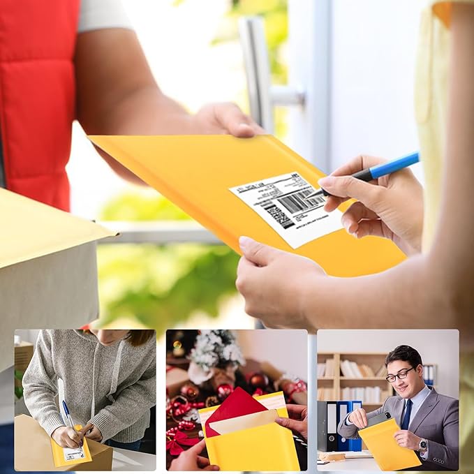 Kraft Bubble Mailers 8.5x11inch 25Pack Yellow Self-Seal Padded Envelopes Bubble Opaque Padded Mailers Shipping Bags for Small Businesses to Package and Mail Jewelry Cosmetics, Electronic Products