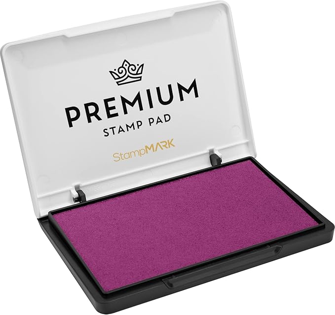 Premium Stamp Pad Medium Size 3" x 4" - for Traditional Rubber Stamps - Felt Pad Magenta Purple Color