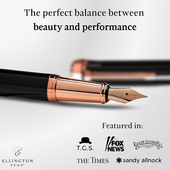 Luxury Fountain Pen Set- Fountain Pens for Writing - Smooth Extra Fine Nib - Includes Refillable Ink Converter, 3 Ink Cartridges [Black & Blue], Gift Box - Elegant Calligraphy