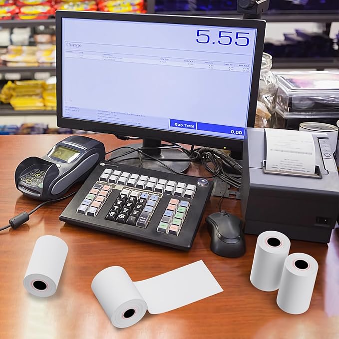 2 1/4" x 50' feet Thermal Paper, POS Cash Register Receipt Rolls,10 Rolls Receipt Paper, Fits All POS Cash Registers