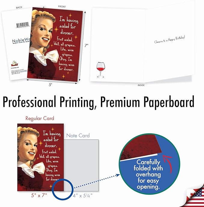 NobleWorks - Funny Happy Birthday Card with Envelope - Congrats Greeting Card, Birthday Fun - Salad for Dinner C9357BDG