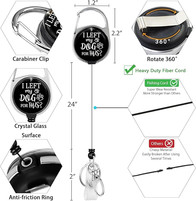 Giancomics Dog Lover ID Badge Holder with Lanyard, Dog Paw Lanyards for ID Badges with Badge Reel Retractable, Cute Lanyard with ID Holder Keychain Clip ID Card Holder Teacher Women Nurse Work Office