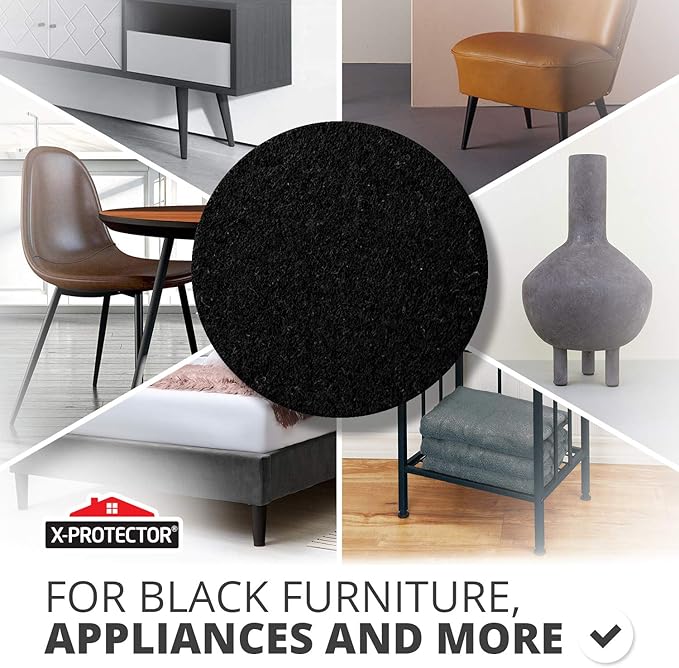 Felt Furniture Pads X-PROTECTOR - 48 Premium Floor Protector Chair Felts for Feet Wood Floors Best Hardwood Protect Your Hard Floors! (Black)