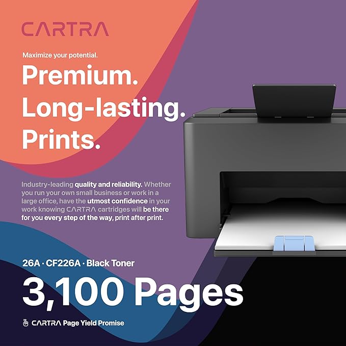 CARTRA 26A CF226A Toner Cartridge 4 Pack Compatible Replacement for HP 26A CF226A 26X CF226X Pro M402dn M402n M402dw Pro MFP M426fdw M426fdn M426dw Series Printer Ink High Yield