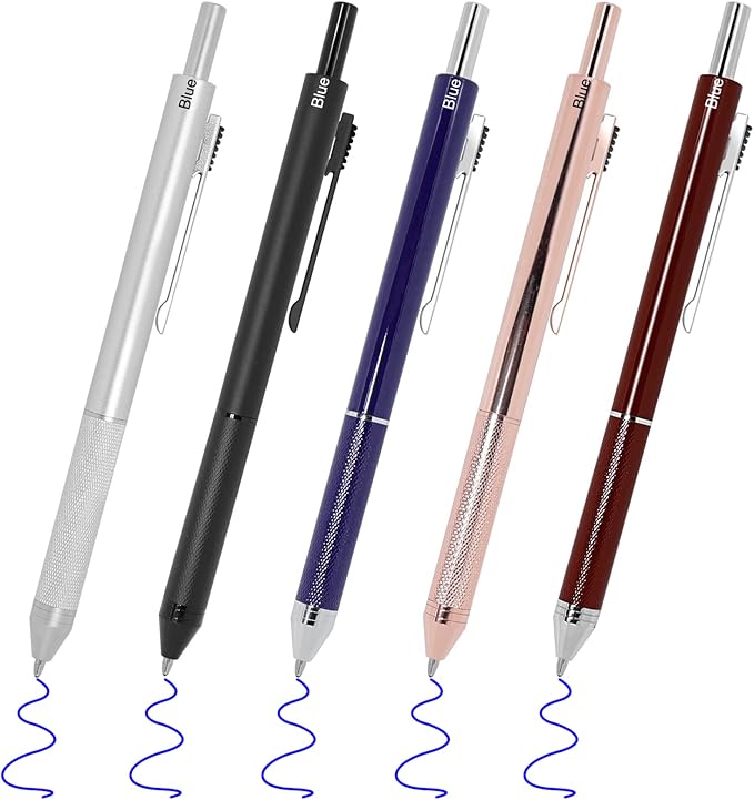 YOUMI 멀티컬러 펜 4 in 1 다기능 펜, 금속 케이스 0.5mm 샤프 레드 볼펜, 블루 볼펜 및 블랙 볼펜, 저널링용 선물 (블루)