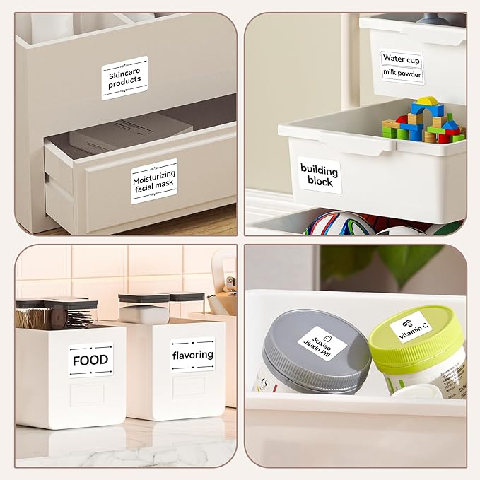 NIIMBOT 3 Rolls White Labels for B1 B21 B3S K3 Label Maker, 1.57'' x 1.18'' (40x30mm) Printer Labels, Food Labels for Jars, Personalized Editable Labels for Home/School/Office