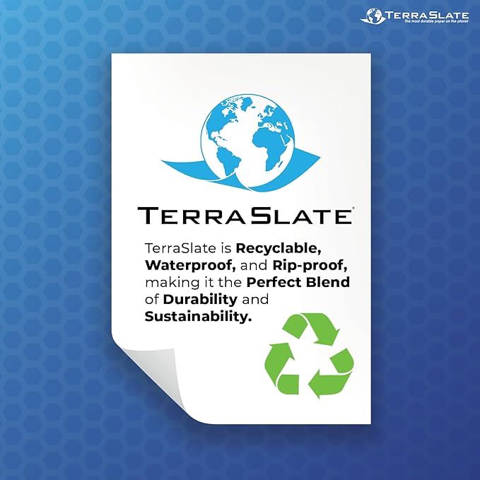 TerraSlate Premium Waterproof Paper, 5 MIL 8.5” x 11”, Laser Printer & Copy Machine Compatible, Durable & Rain/Weather-Proof Copy Paper, White Paper (25 Sheets)