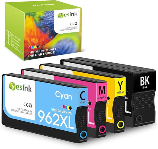 962XL Ink Cartridges Latest Version Combo Pack, High-Yield, Replacement for HP 962, Work for OfficeJet Pro 9010 9015 9020 9018 9025 9018 9019 9012 Printers (Black, Cyan, Magenta, Yellow, 4 Pack)