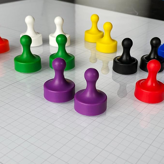 GLASSBOARD STUDIO Powerful Neodymium Magnets, Pawn-Shaped - Strong Fridge/Refrigerator and Whiteboard Magnet, Ideal for Office, Kitchen, Crafts - Rare Earth, Heavy Duty (8, Red)
