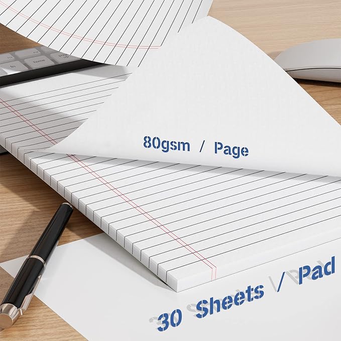 Legal Pads 12 Pack of Note Pads 6 x 9 Inch Notepad 21lb Thick Paper Legal Pad 30 Sheets Note Pad College Ruled Small Legal Pads 29 Lines Writing Pads for Writing, Sketching, and Note-Taking