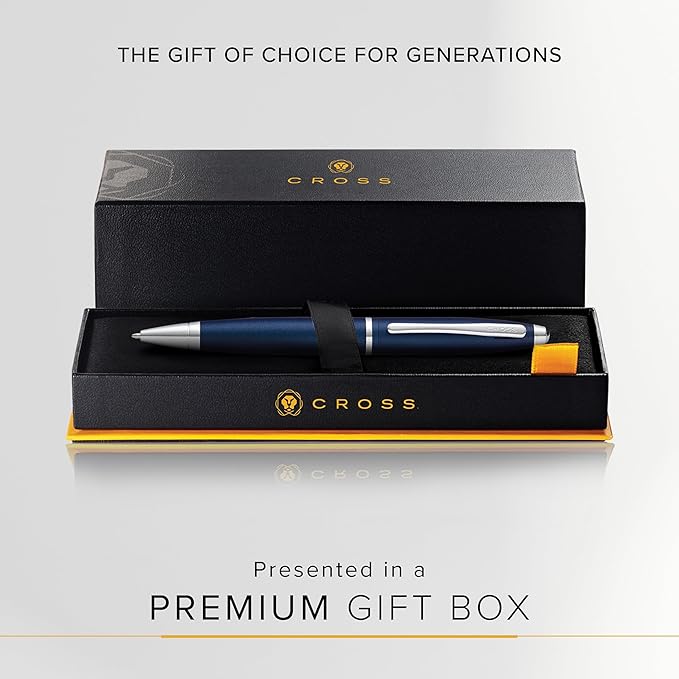Cross Calais Refillable Ballpoint Pen Presented in a Luxury Gift Box - Medium Point, Black Ink, Matte Metallic Midnight Blue
