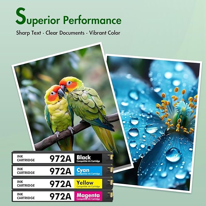 972A 972X Ink Cartridges Remanufactured Replacement for HP 972 A for HP Pagewide Pro MFP 477dw 577dw 477dn 452dn 552dn 552dw P55250dw Printer High Yield (4 Pack, Black Cyan Yellow Magenta)