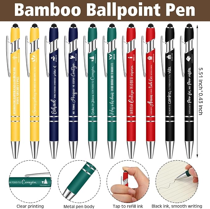 30 Sets Spanish Christian Gifts Bulk Religious Notebooks with Bible Verse Pens,inspirational Spiral Prayer Journal and Pen Set Church Gifts for Women Men Sunday Church Party Favors (Colorful)