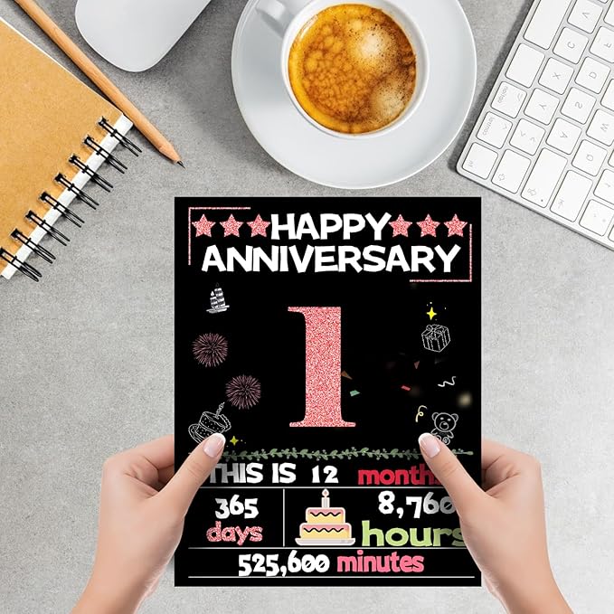 Joycard 1th Anniversary Card for Women, Paper Wedding Card for Wife, Sweet Marriage Decorations Gifts for Couple, Perfect for Her on Anniversary Day, Back in 2024