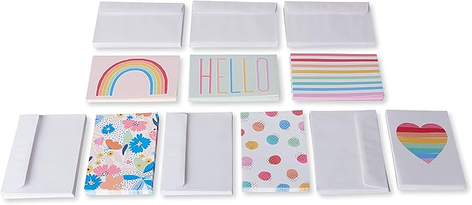 American Greetings Blank Cards with White Envelopes for All Occasions, Rainbow Designs (48-Count)