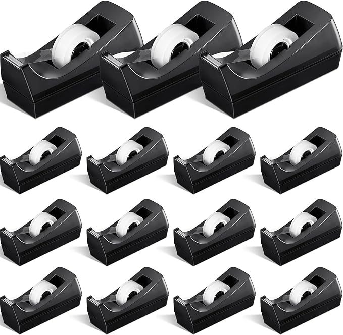 Colarr 15 Pack Desktop Tape Dispenser Non Skid Base Tape Dispensers Desk Tape Dispenser Tape Roll Dispenser for Office Home, Tape Not Included