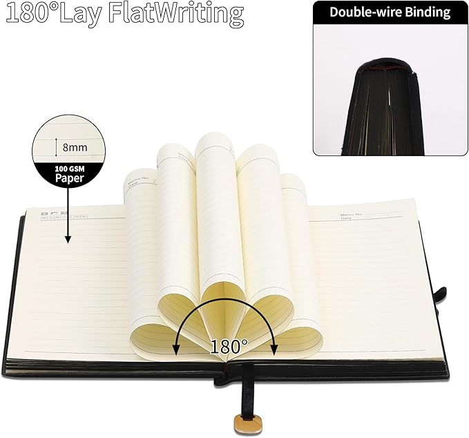 Textured Hardcover Lined Journal for Women Men Magnetic Buckle A5 Leather Journal Notebook with Gift Box 300 Pages 67 lb./100 gsm Paper College Ruled Journaling Notebook for Writing Work School Daily Diary