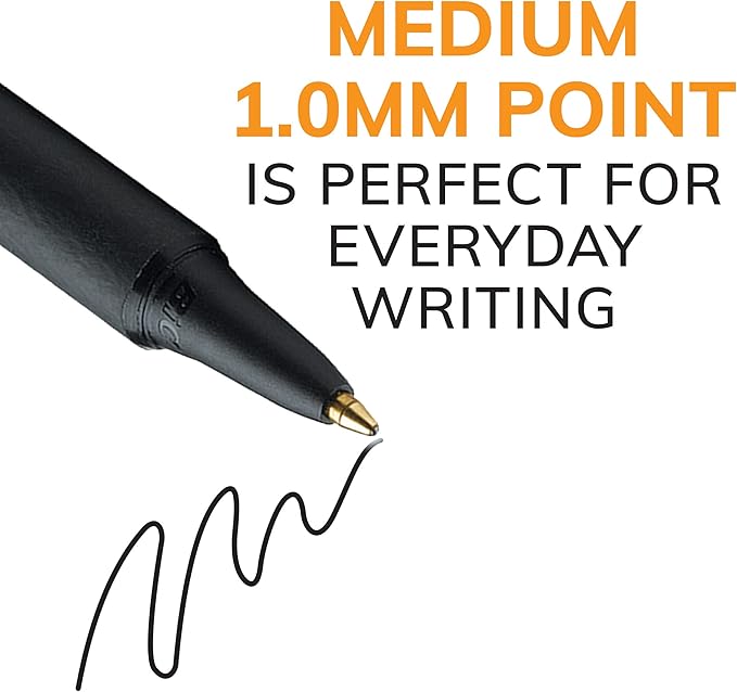 BIC Soft Feel Black Retractable Ballpoint Pens, Medium Point (1.0mm), 36-Count Pack, Black Pens With Soft-Touch Comfort Grip