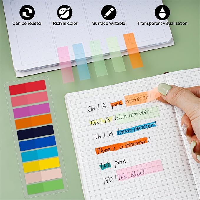 Sticky Tabs 2400 pcs Book Tabs for Page Markers,Morandi Sticky Note Tabs Page Markers for Notebooks,Book Markers,Colorful Book Tabs, Annotation supplies，Transparent Sticky Tabs for Books,Post It Notes