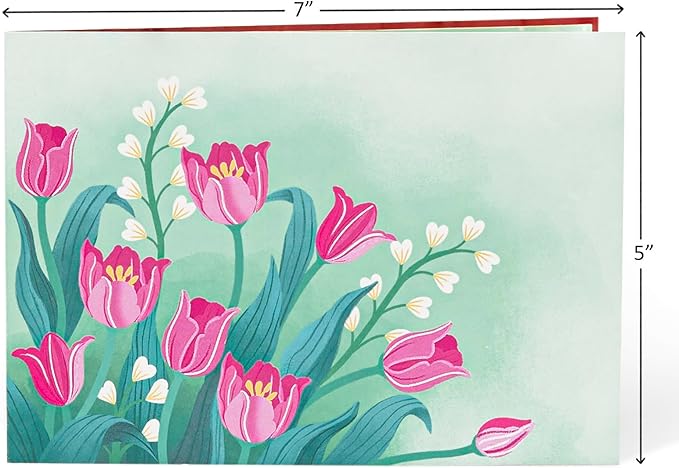 Love You Mom Pop Up Card, Flower, Heart Shaped Symbol, Gift For Birthday, Mothers Day, Anniversary, Valentines Day, Mom, Godmother, Mother in Law, 5x7 - Includes Envelope And Message Note