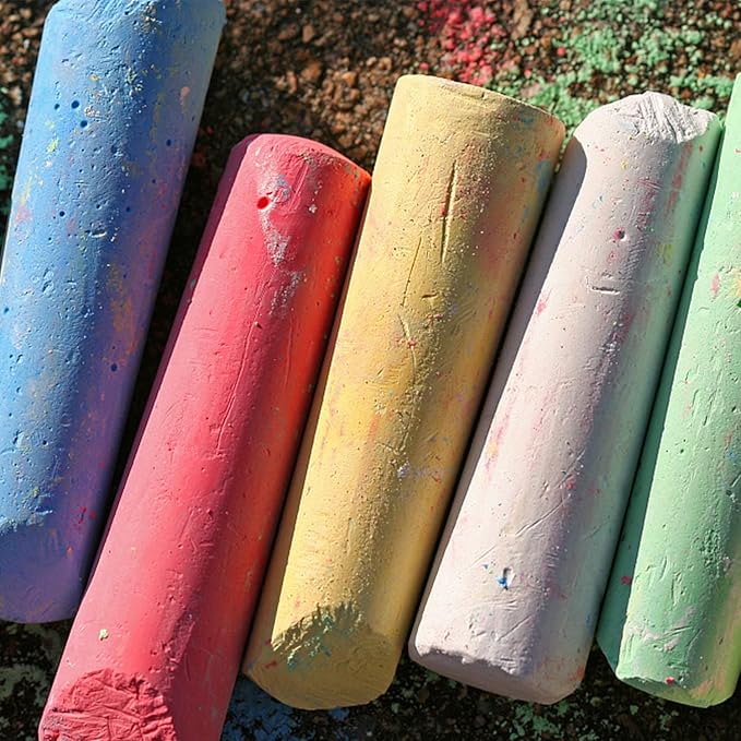 Washable Sidewalk Chalk, 54 Pcs 8 Colors Jumbo Chalks Bulk, Non-Toxic Chalk for Kids Adults, Painting on Chalkboard, Blackboard, Playground, Outdoor Sidewalk