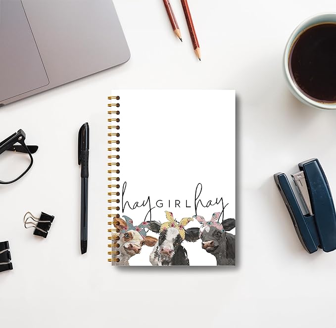 Hay Girl Hay Cow Notebook Journal - Cow Gifts for Women, Coworkers, Cowgirls, Western Gifts, Western Hay Girl Hay Cow Notebook Spiral Bound with 164 Pages
