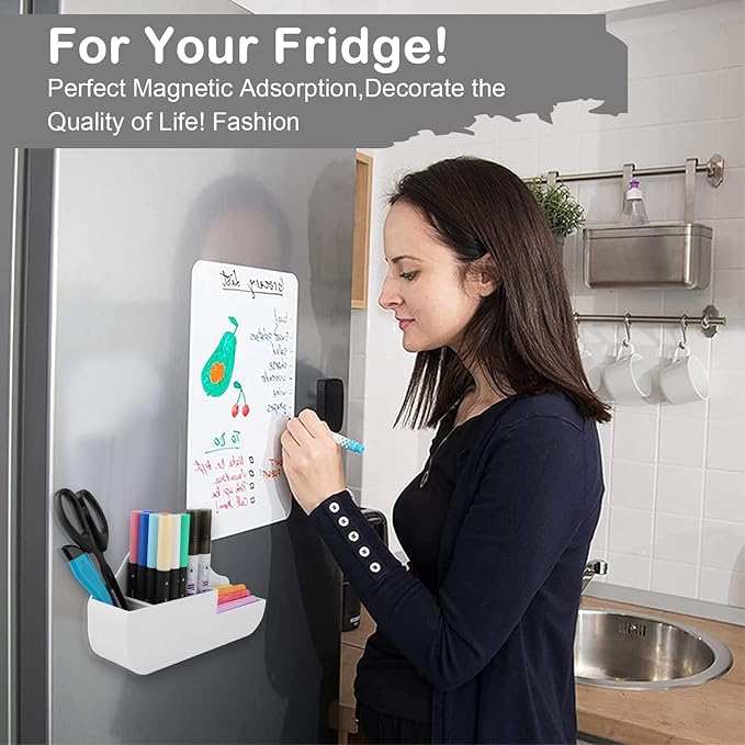 Magnetic Pen Holder,3 Compartments Magnetic Dry Erase Marker Holder,Extra Strong Magnet Storage Marker Pen Pencil Organizer for Refrigerator,Whiteboard,Locker Accessories(Cloud Style)