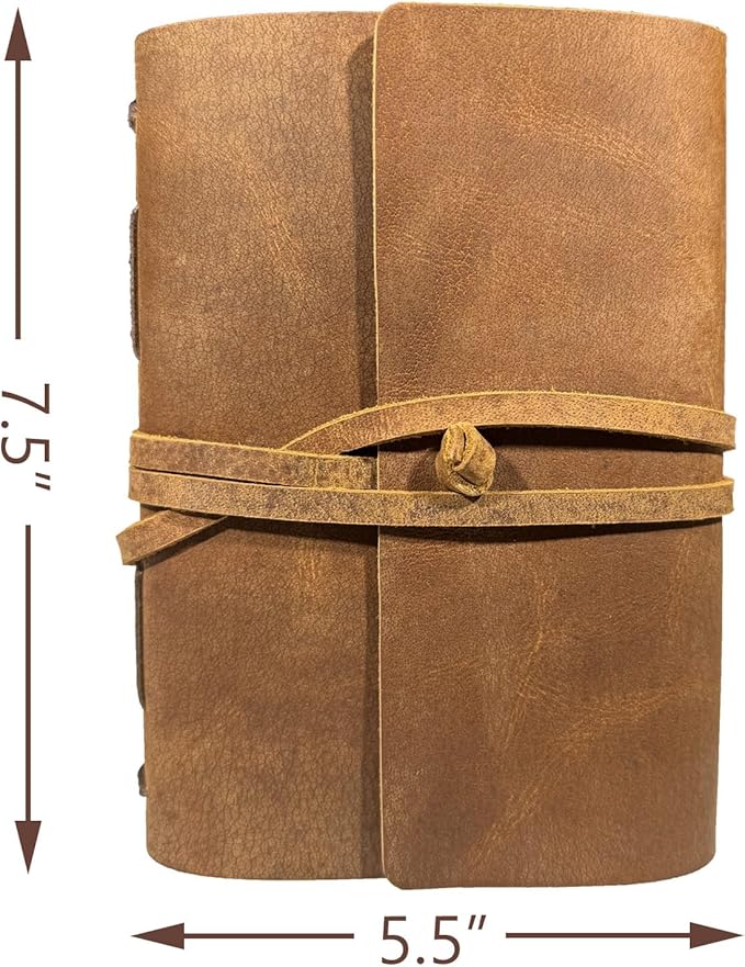 Brown Notebook Journal - Best Genuine Cool Leather Journals for writers Small Size Diary 5.5x7.5 Inch, Notepad For Man and Women, Gifts,Work,Traveler,Personal
