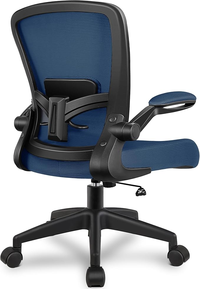FelixKing Office Chair, Ergonomic Desk Chair Breathable Mesh Chairs with Adjustable High Back Lumbar Support Flip-up Armrests, Executive Swivel Comfy Task Computer Chairs for Home Office Navy