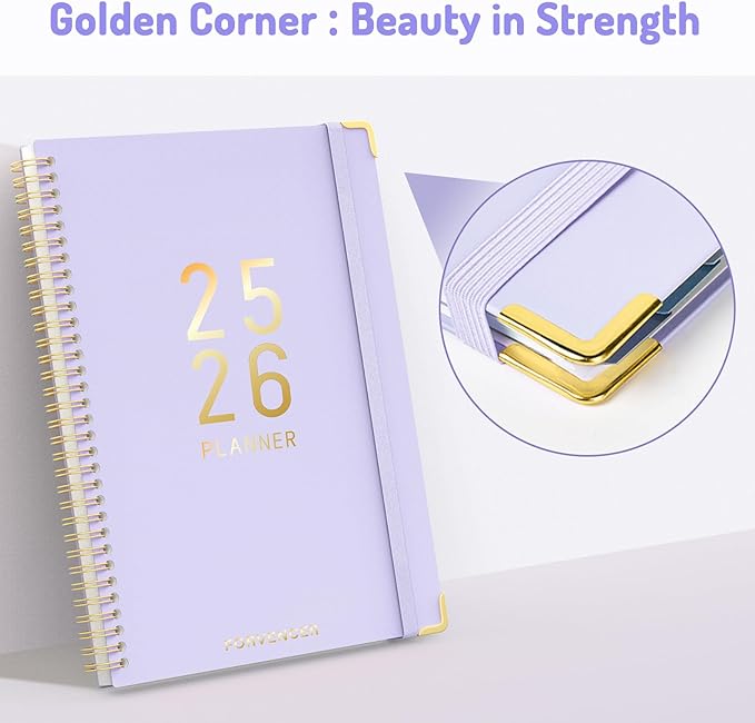Jul 2025 -Dec 2026 Planner, Forvencer Academic Planner 2025-2026, 18 Month Daily Planner, 8.5" x 11", Weekly & Monthly Agenda Book, Hardcover Calendar Book, School Supplies for Student,Pink