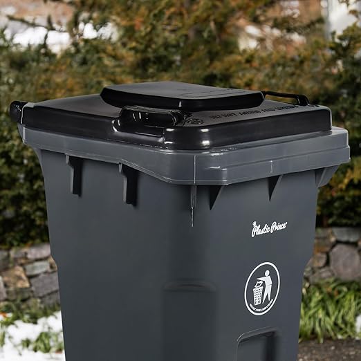 32 Gallon Trash Can with Wheels Rollout, Commercial Outdoor Trash Can Heavy-Duty Outside Garbage Can with Wheels, Gray 2 Pack
