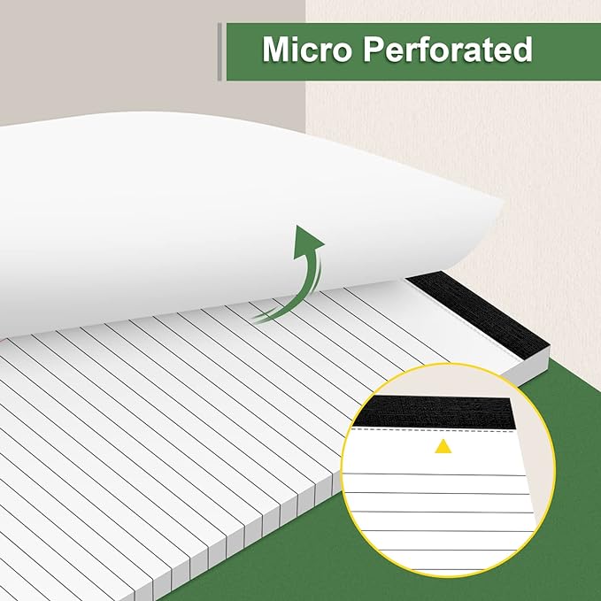 3 Pack Note Pads 5 x 8 Inch, Small Notepad, College Ruled Legal Pads, White Lined Writing Pads for Work or School, 30 Sheets/Pad, Perforated Recycled Note Paper for Note-Taking, Grocery List