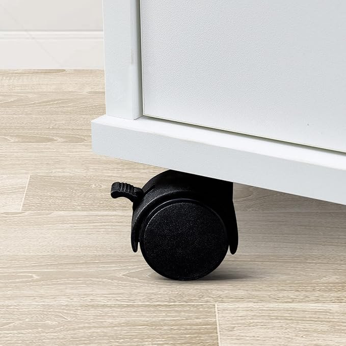 CLIPOP Rolling Storage Cabinet with Drawer, Home Office Cabinet with Lock, Under Desk Storage Cabinet for Home Office (White)