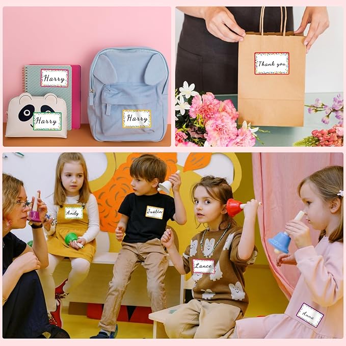 240 Pieces Decorative Colorful Name Tags for Classroom – Blank Stickers to Write on for Student Desks, Bin Labels, Teacher Supplies, 6 Designs (3.5 x 2.25 Inches)