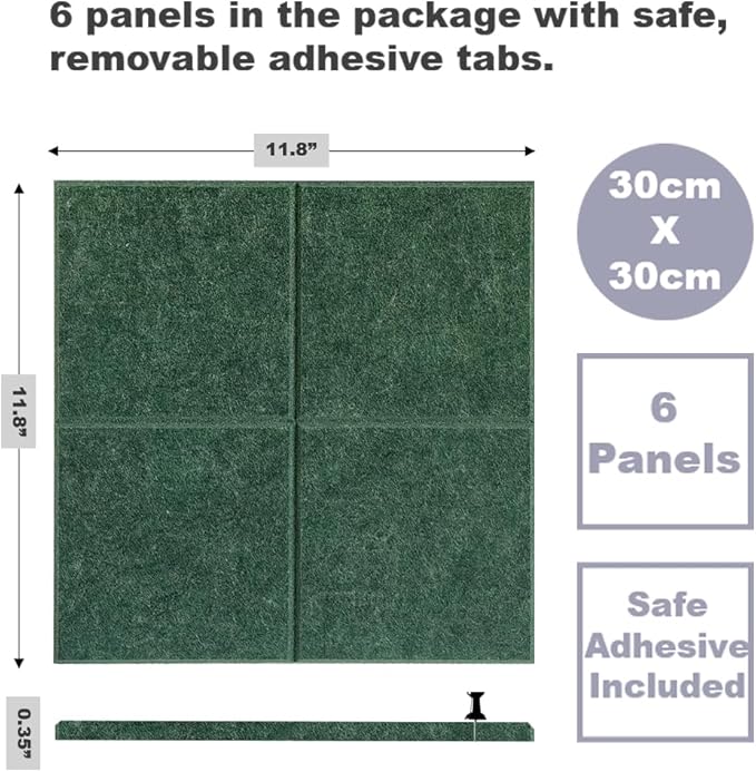 Cork Board 24 x36 Alternative - 6 Pack Felt Wall Tiles with Safe Removable Adhesive Tabs, Cork Boards for Walls Cork Board for Home Office Pin Board Tack Board - Tree