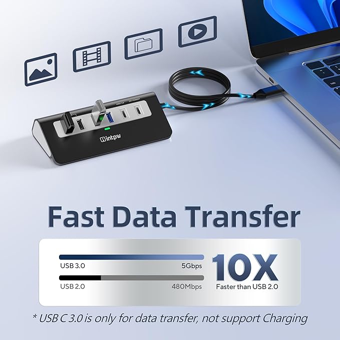 9-in-1 USB-C Docking Station - 4K HDMI, PD 100W, 3 Type A/C 3.0 5Gbps, 2 Type-A 2.0, SD/TF, Aluminum USB C Hub Compatible with MacBook, iPad, iPhone 16/15