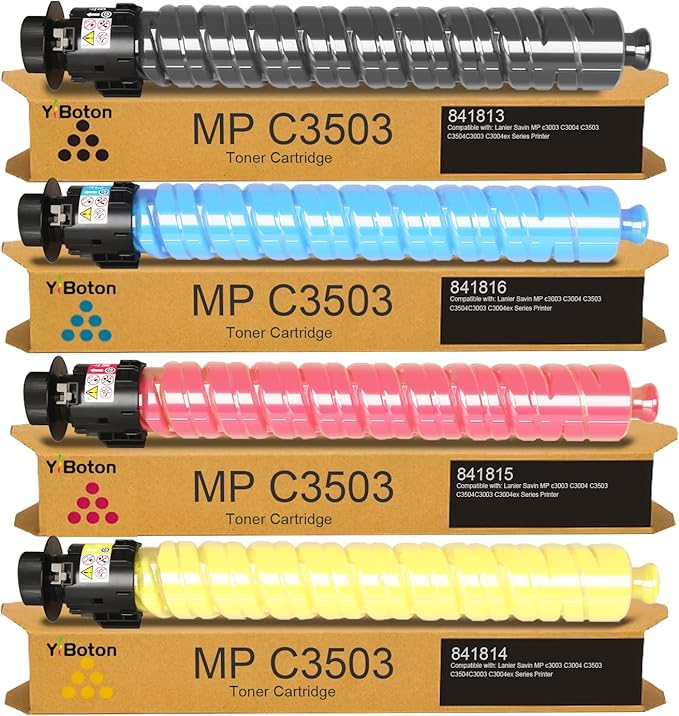 MP C3503 MP C3003 Toner Cartridge Compatible for Ricoh Lanier Savin MP C3003 C3004 C3503 C3504 C3003 C3004ex Series Printer 841813 841816 841815 841814 Black Cyan Magenta Yellow