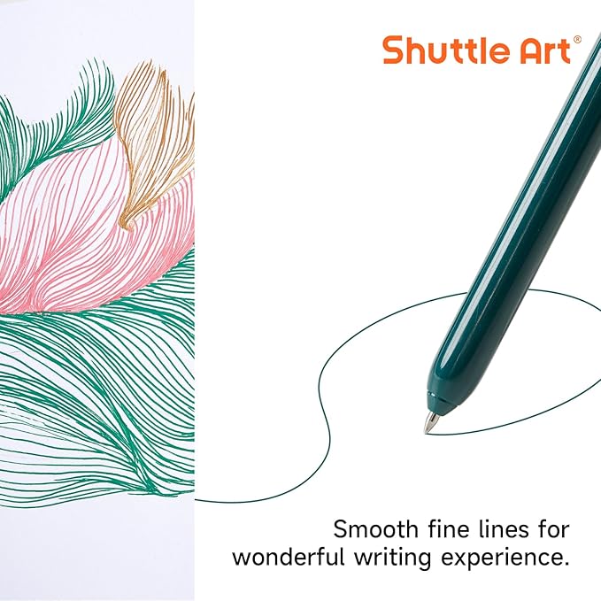 Shuttle Art Colored Retractable Gel Pens, 22 Unique Vintage Ink Colors, 11 Light and 11 Dark Vintage, Cute Pens 0.7mm Point Quick Drying for Writing Drawing Journaling Note Taking School Office Home