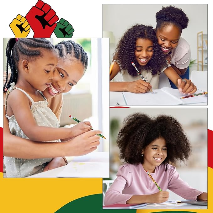 Cinrobiye 200 PCS Juneteenth & Black History Month Inspirational Wood Pencils with Eraser, Classroom Gifts, Bulk School Supplies, Kids Office Giveaways, Party Favors, Prizes